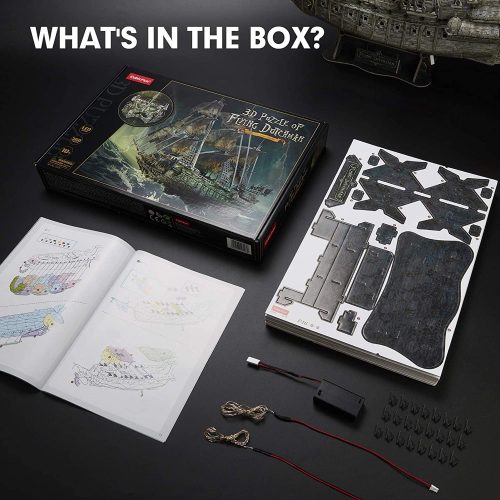 3d Led világítós puzzle: Bolygó Hollandi CubicFun kalózhajó makett LED világítással
