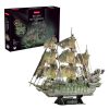 3d Led világítós puzzle: Bolygó Hollandi CubicFun kalózhajó makett LED világítással