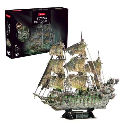 3d Led világítós puzzle: Bolygó Hollandi CubicFun kalózhajó makett LED világítással