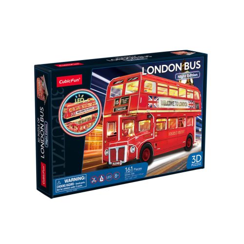 3d LED világítós puzzle: Double Decker busz