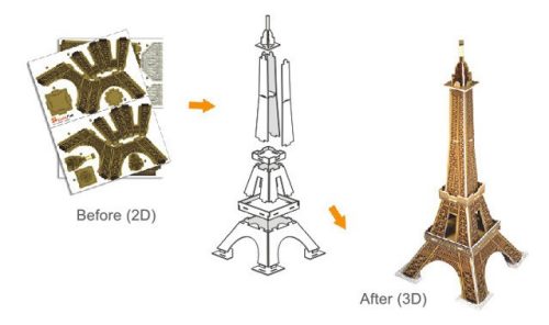 3D kicsi puzzle: Eiffel torony CubicFun 3D épület makettek