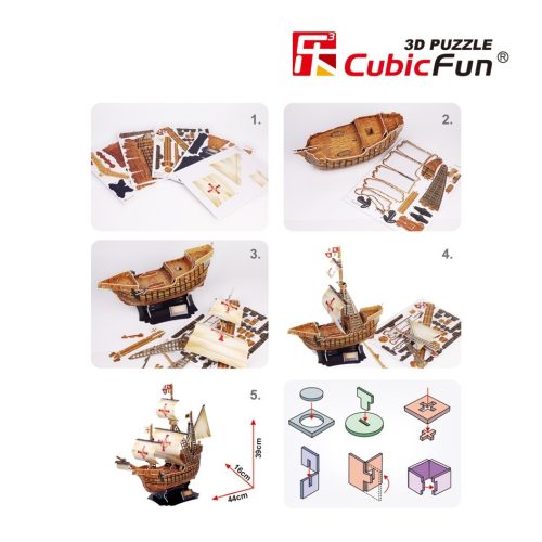 3D puzzle: Santa Maria CubicFun 3D hajó makettek