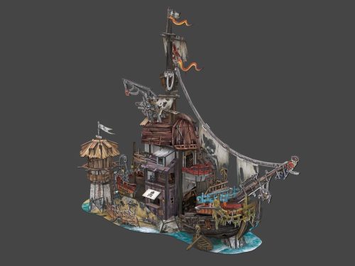 3D puzzle: Kalózhajó kikötővel