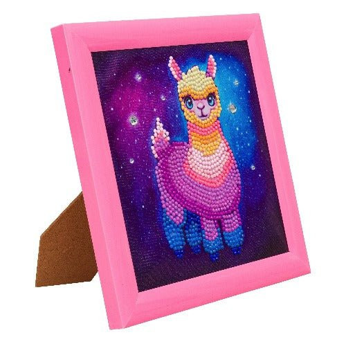 Crystal Art Gyémántszemes kirakó 16*16 cm kerettel - Szivárványos láma