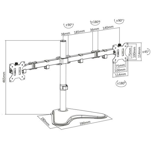 ACT AC8320 Monitor desk stand 2 screens up to 35" VESA Black