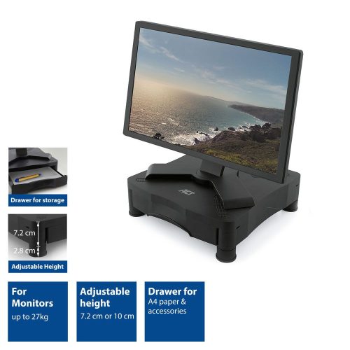 ACT AC8200 Monitor Stand with One Drawer 10"-17" Black