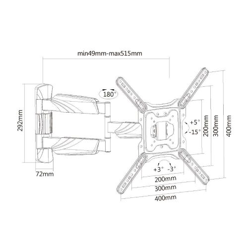 ACT Full Motion TV Wall Mount 23" to 55" VESA Black