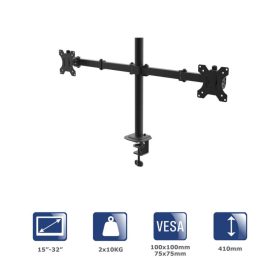   Akyga AK-MB-02 Dual Monitor Arm Double Desk Mount 2x10kg VESA 75x75mm / 100x100mm 15-32