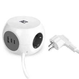   ACT Power Strip Cube F Socket Hálózati Elosztó 3DIN 1,5m White