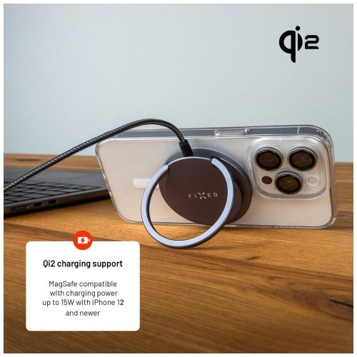 FIXED MagPad Qi2 vezeték nélküli töltő, MagSafe támogatás szürke