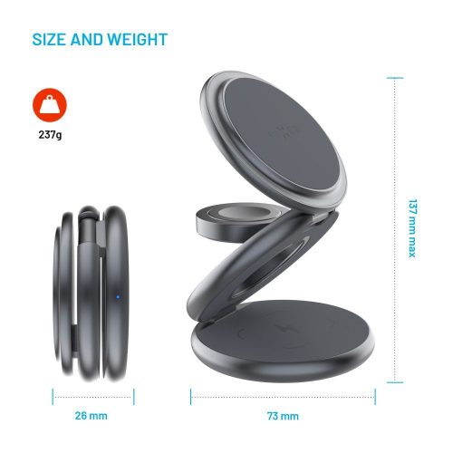 FIXED MagPowerstation Round vezeték nélküli töltő szürke