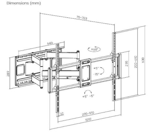 Gembird WM-120ST-01 Full-motion TV wall mount 60"-120