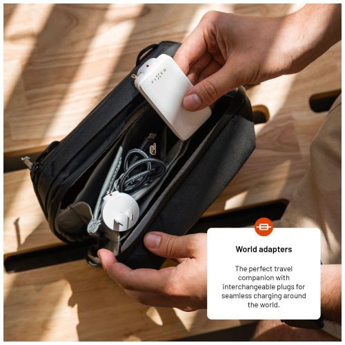 FIXED Slim Traveller 2xUSB-C utazási töltő világadapter GaN 45W, fehér