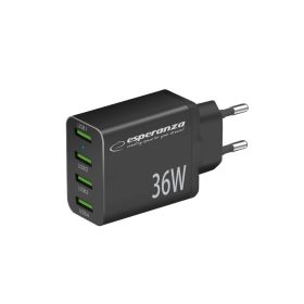   Esperanza EZC107K Quick Power Charger 36W 4x USB-A QC 3.0 18W Black