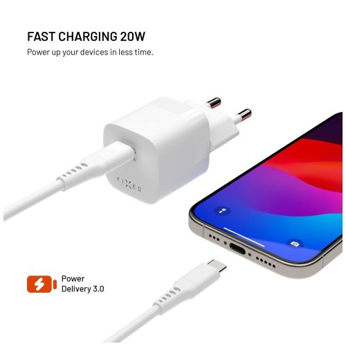 FIXED Mini USB-C Travel-Charger 20W White