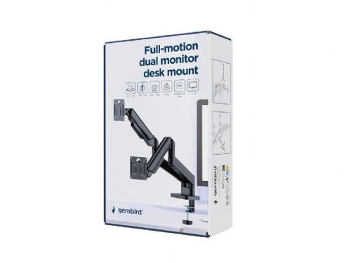Gembird Desk mounted adjustable double monitor arm 17"-32" Black