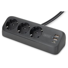 Digitus Hálózati Elosztó Kapcsolóval 3DIN 1,5m Black