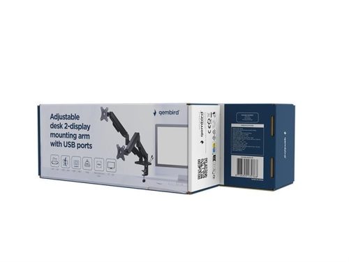 Gembird MA-DA2U-01 2-Display Mounting Arm with USB ports 17”-32” Black