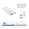 Akyga AK-CH-27 USB-A/USB-C PD 30W Quick Charge 3.0 GaN White