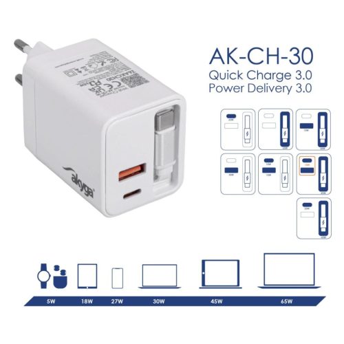 Akyga AK-CH-30 65W Wall Charger White