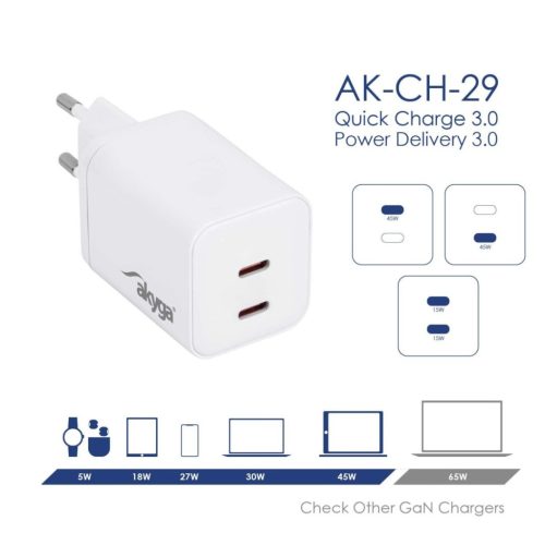 Akyga AK-CH-29 45W Wall Charger White