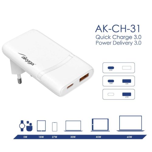 Akyga AK-CH-31 65W Wall Charger White