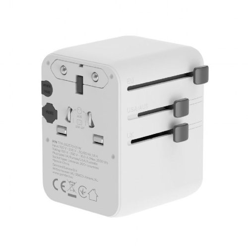 Gembird Universal travel power adapter 70W White