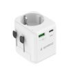 Gembird Grounded universal travel power adapter 20W White