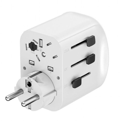 Gembird Grounded universal travel power adapter 15W White
