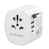 Gembird Grounded universal travel power adapter 15W White