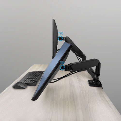 ACT AC8314 Gas Spring Dual Monitor Arm 17"-35" Black