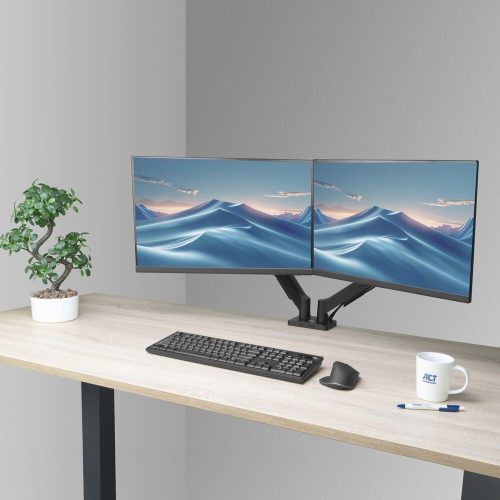 ACT AC8314 Gas Spring Dual Monitor Arm 17"-35" Black