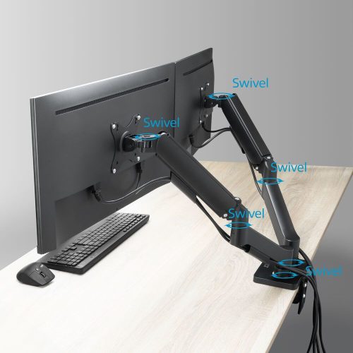 ACT AC8314 Gas Spring Dual Monitor Arm 17"-35" Black
