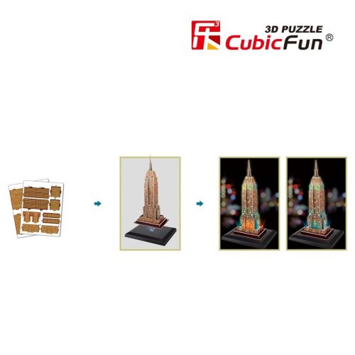 3d LED világítós puzzle: Empire State Building (USA) Cubicfun épület makett Cubic Fun