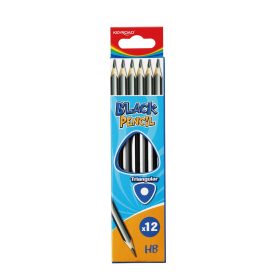   Grafitceruza HB, háromszögletű 12 db/bliszter Keyroad Black