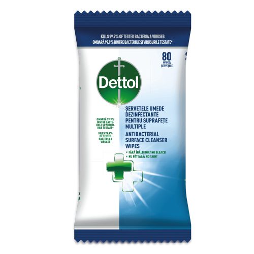 Nedves felülettisztító kendő antibakteriális hatással 80 db/csomag Dettol