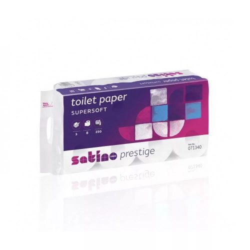 Toalettpapír 3 rétegű 250 lap/tekercs 8 tekercs/karton Satino Wepa Prestige fehér