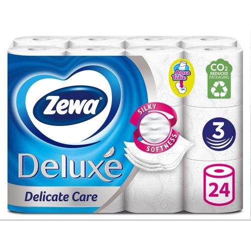 Toalettpapír 3 rétegű kistekercses 100% cellulóz 24 tekercs/csomag Delicate Care Deluxe Zewa hófehér