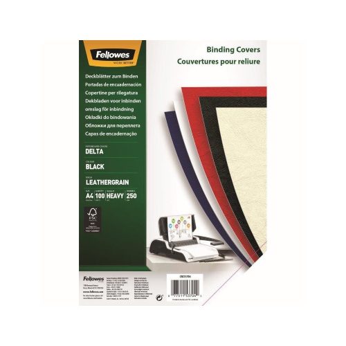 Hátlap, A4, 250 g, matt, Fellowes® Delta, 100 db/csomag, fekete