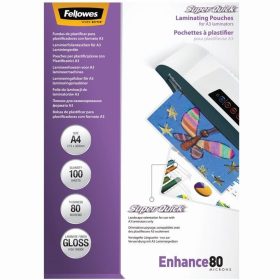   Lamináló fólia, A4, 80 mikron, fényes, 100 db/doboz, SuperQuick Fellowes®