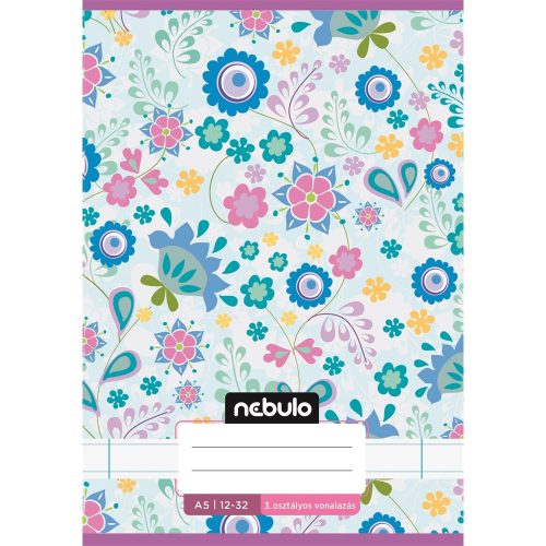Füzet, A5, 3. osztályos vonalas, 12-32, Cuki minták, 16 db/csomag Nebulo
