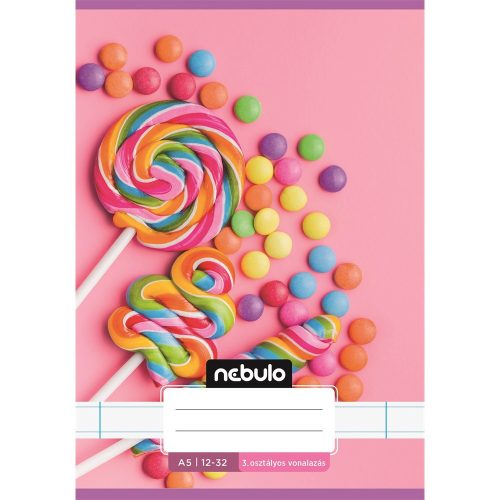 Füzet, A5, 3. osztályos vonalas, 12-32, Cuki minták, 16 db/csomag Nebulo