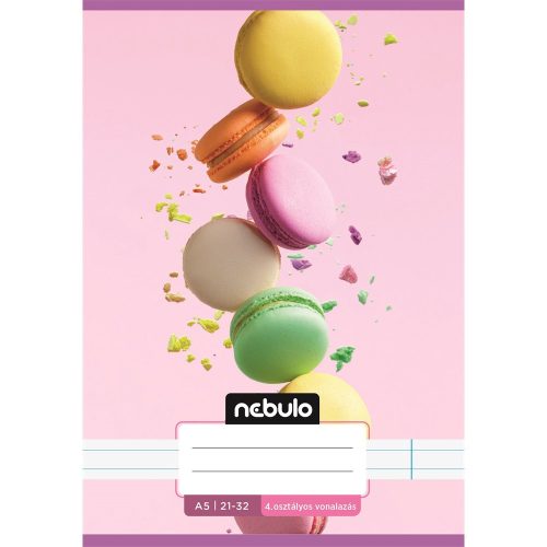 Füzet, A5, 4. osztályos vonalas, 21-32, Cuki minták, I., 16 db/csomag Nebulo