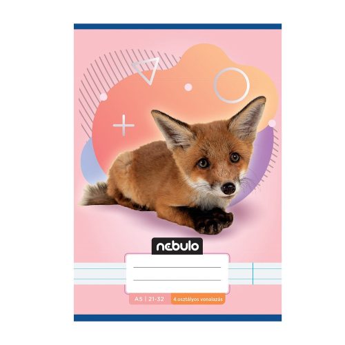 Füzet, A5, 4. osztályos vonalas, 21-32, Állatos minták, 16 db/csomag Nebulo