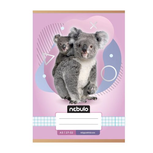 Füzet, A5, kockás, 27-32, Állatos minták, 16 db/csomag Nebulo