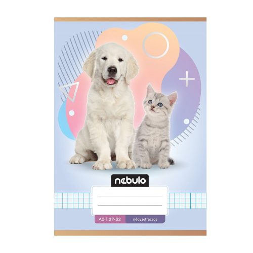 Füzet, A5, kockás, 27-32, Állatos minták, 16 db/csomag Nebulo