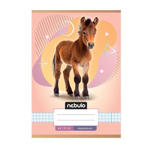 Füzet, A5, kockás, 27-32, Állatos minták, 16 db/csomag Nebulo