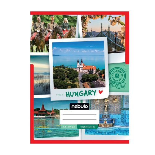 Füzet, A4, kockás, 87-32, ország-város minták, 12 db/csomag Nebulo