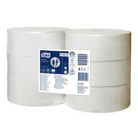   Toalettpapír 2 rétegű közületi átmérő: 26 cm 1800 lap 360 m/tekercs 6 tekercs/karton Jumbo Tork_120272 fehér