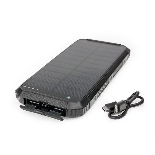 Powerbank napelemes 15W 2X USB-A + USB-C Platinet fekete